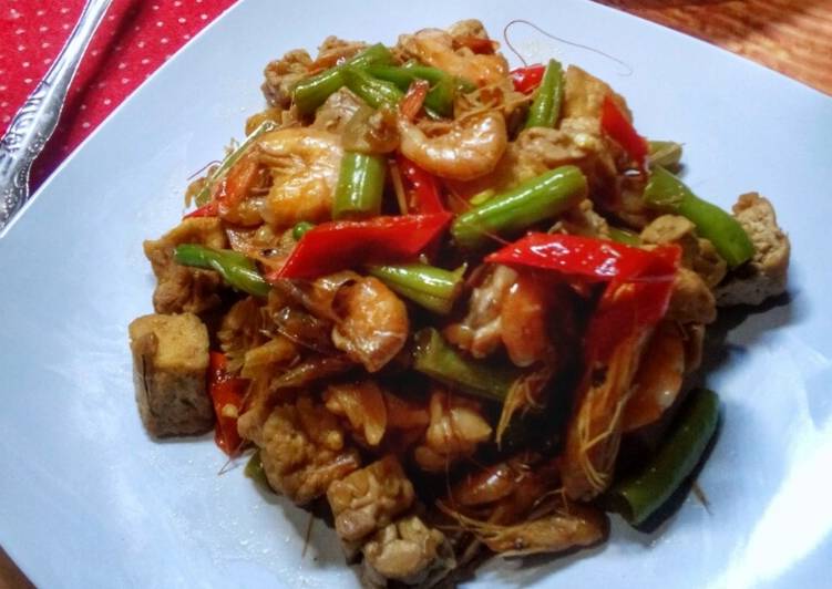 resep makanan Tumis Udang Tahu Tempe Buncis