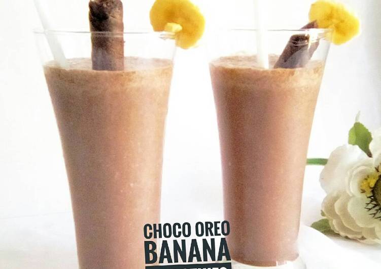 resep makanan Choco oreo banana smoothies