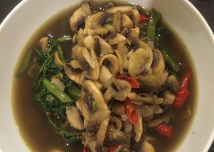 Resep Kangkung Cah Jamur Kancing Dari Patricia Bela