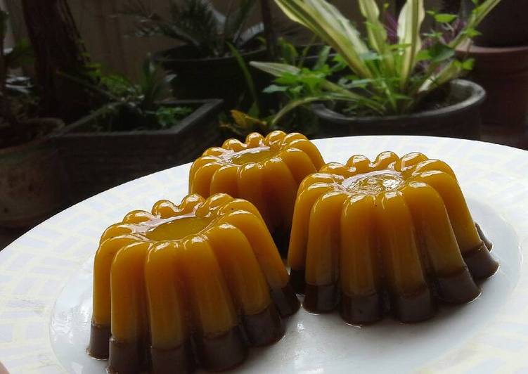 resep Puding Labu Kuning lapis Coklat