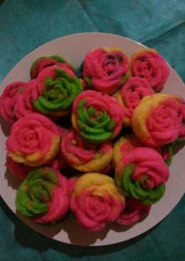 Bolu Kukus mawar Rainbow 