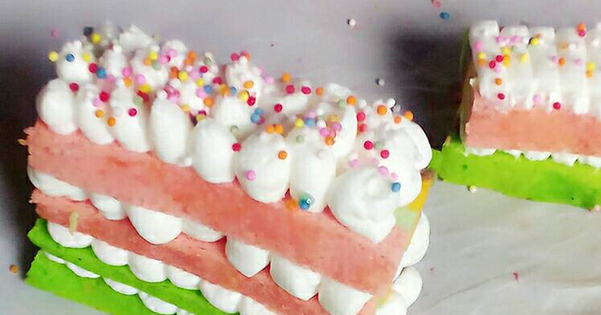 Resep Steamed rainbow cake seri 2 Resep Steamed rainbow cake seri 2