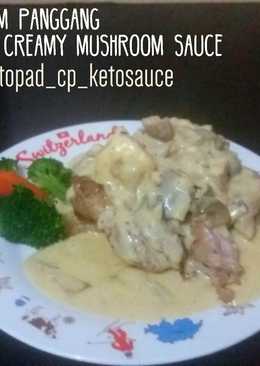 Ayam panggang with creamy mushroom sauce