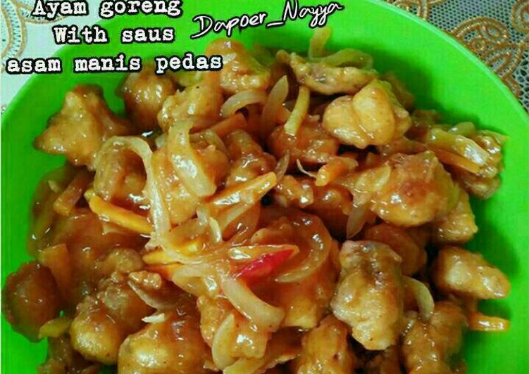 gambar untuk resep Ayam goreng saus asam manis pedas ??