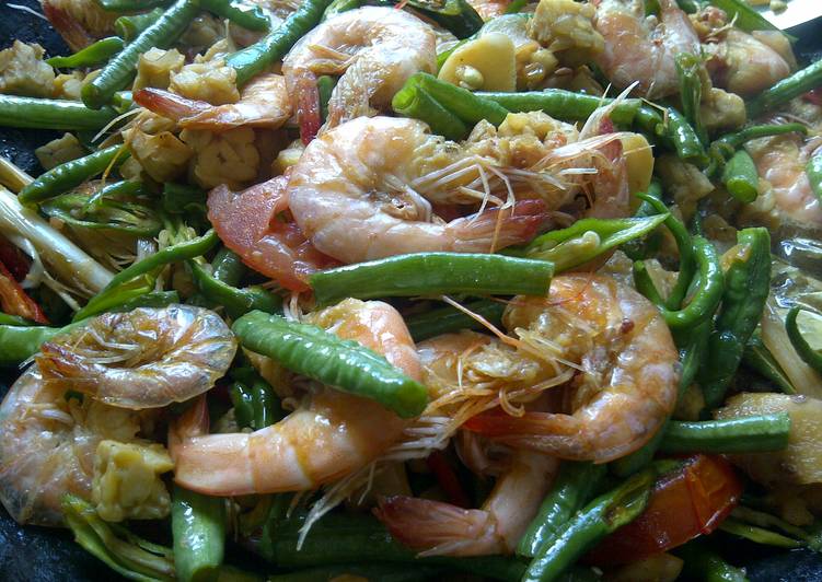 resep makanan Udang Tumis Tauco Kacang Panjang = Kacang Panjang Tauco Tumis Udang