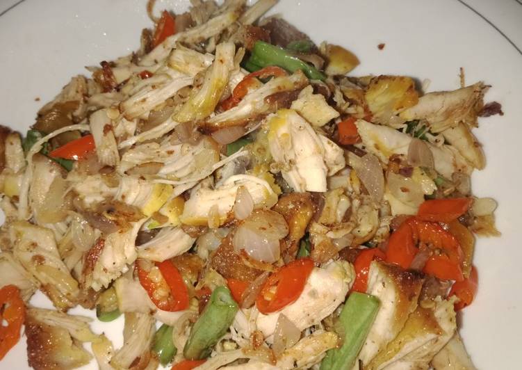 Ayam suir buncis sambel matah endeus recipe main photo