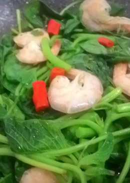 Tumis bayam udang