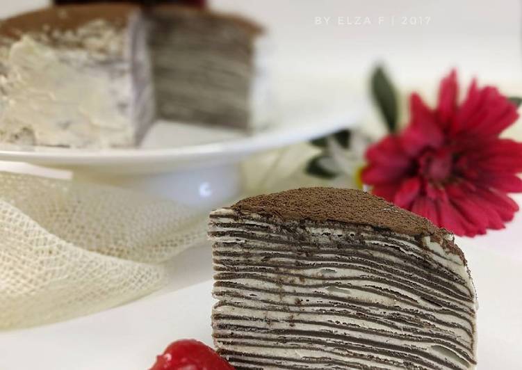 bahan dan cara membuat Chocolate Mille Crepe Cake