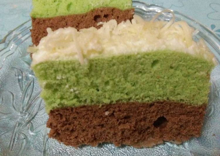 cara membuat Bolu pandan coklat kukus