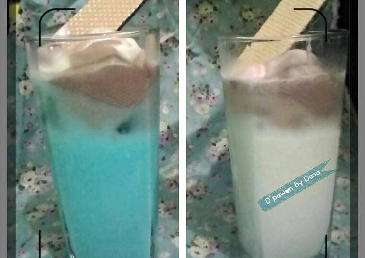 gambar untuk resep makanan Vanilla blue milk float dan Lychee milk float