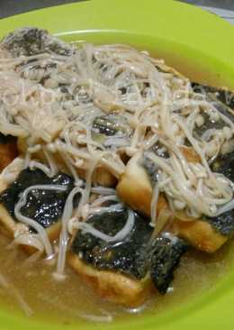 Tahu nori goreng jamur enoki