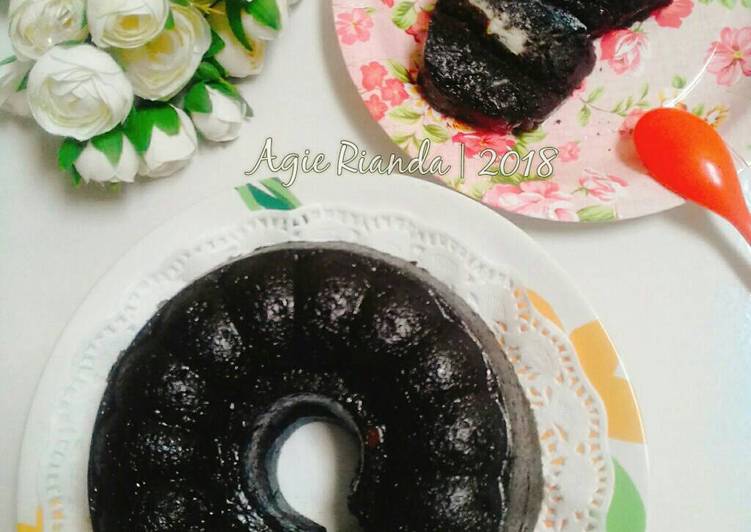 resep lengkap untuk Bolu ketan item keju kukus simpel (ala2)