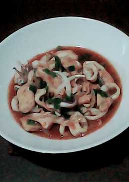 Cumi daging ayam fillet asem manis pedas