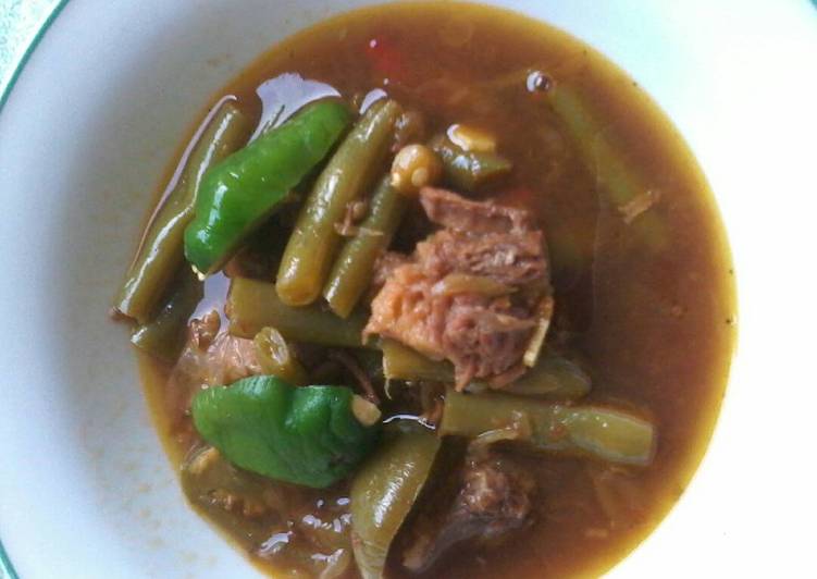 resep makanan Asem- asem,daging,buncis,segar,pedes manis,asem,,praktis,