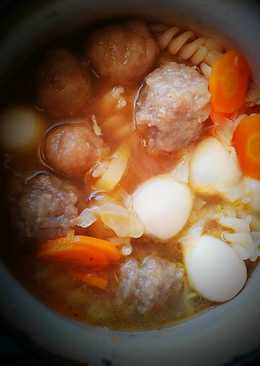 Sop bakso tetelan, puyuh&macaroni