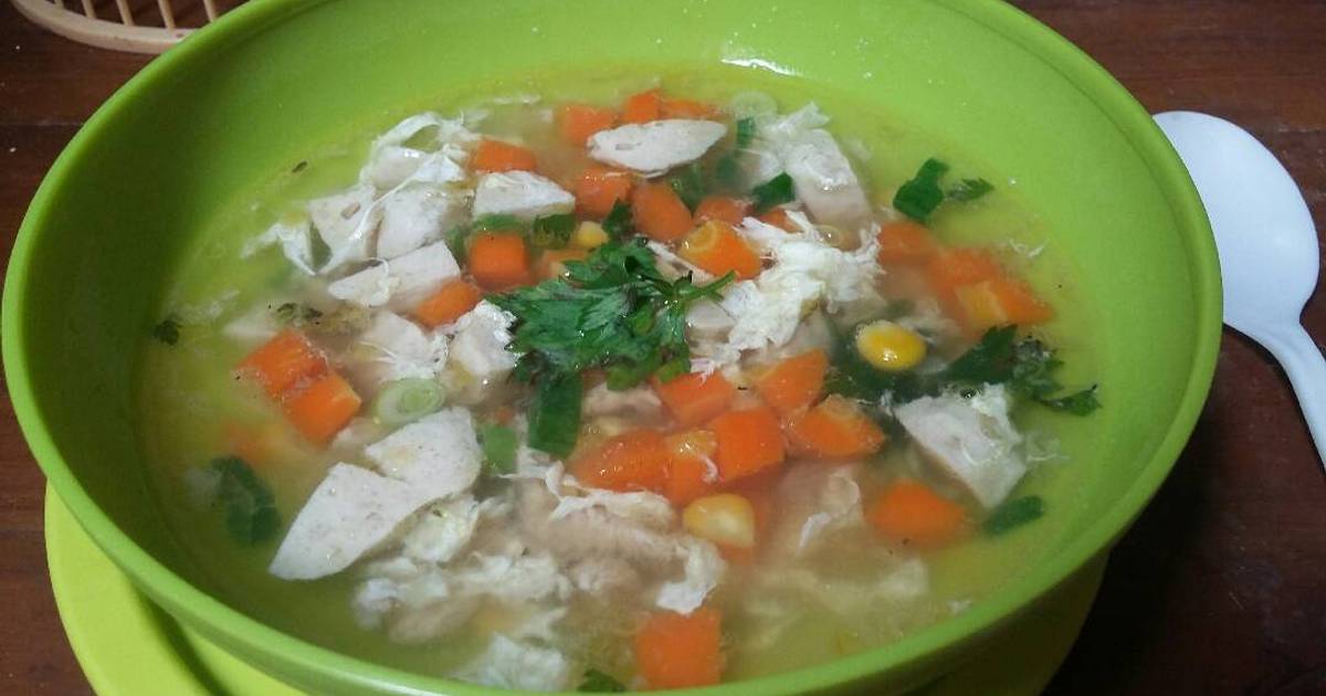 Resep Sup Jagung Baso Ayam ala Dewi Setyawati