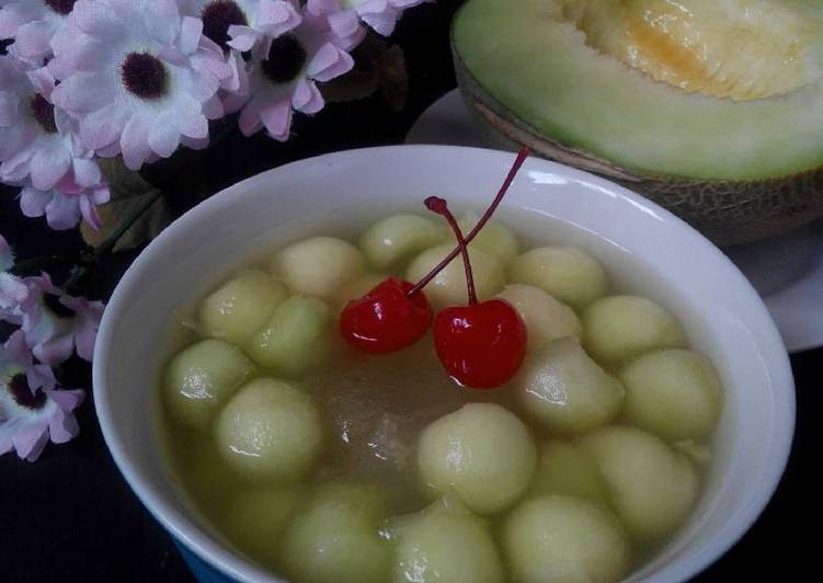 cara membuat Es Melon Jeruk Nipis (#pr_esbuah)