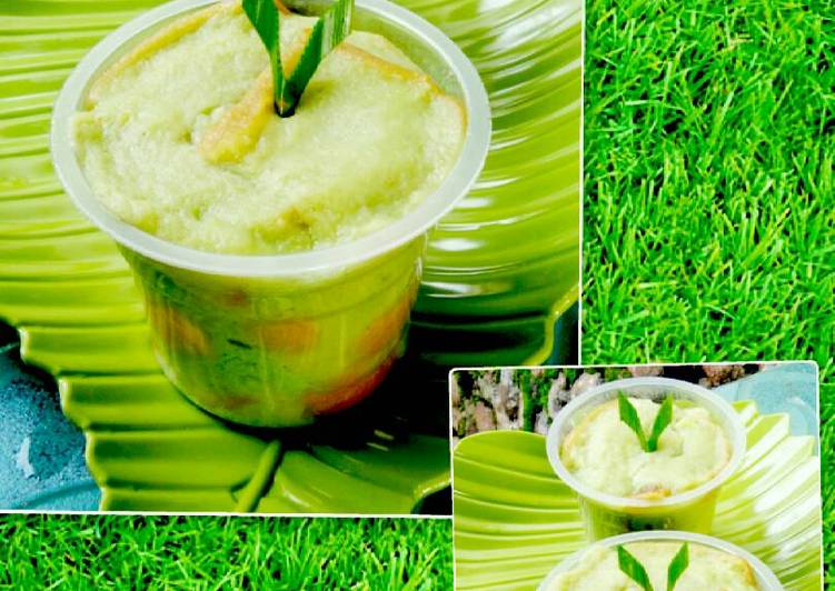 gambar untuk resep Puding Roti Santan Pandan Kukus