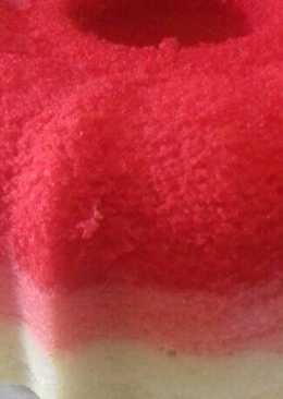 Pink ombre steamed cake (bolu pelangi ombre kukus)