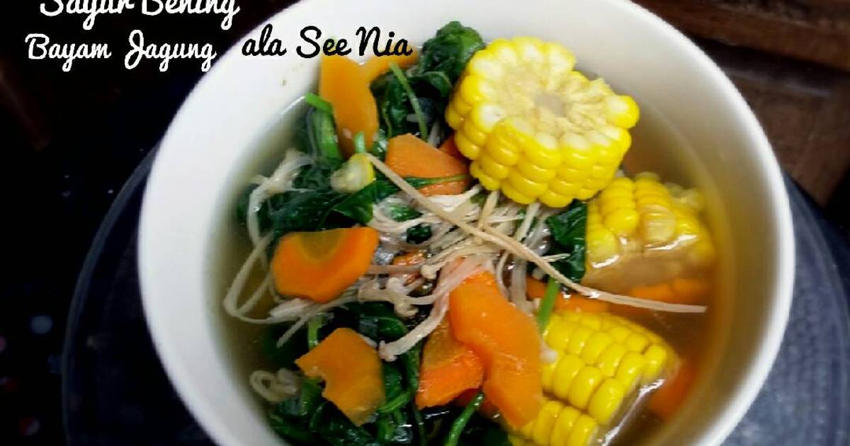 Sayur bayam jagung bening - 250 resep - Cookpad