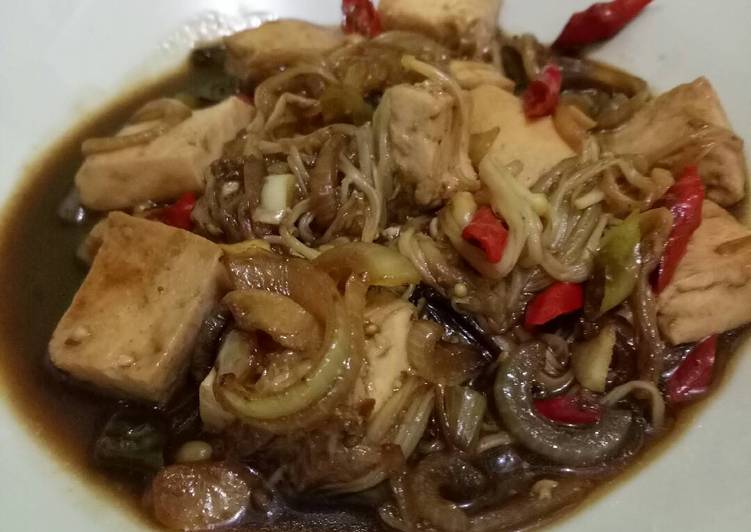 resep masakan Jamur Enoki Tahu Teriyaki