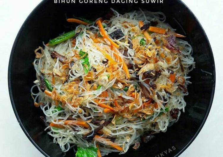 Resep Bihun goreng daging suwir