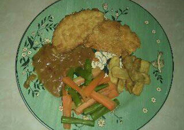 resep lengkap untuk Crunchy Chicken Steak Brown Sauce