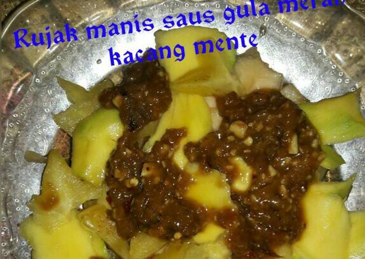 gambar untuk cara membuat Rujak buah saus gula merah kacang mente