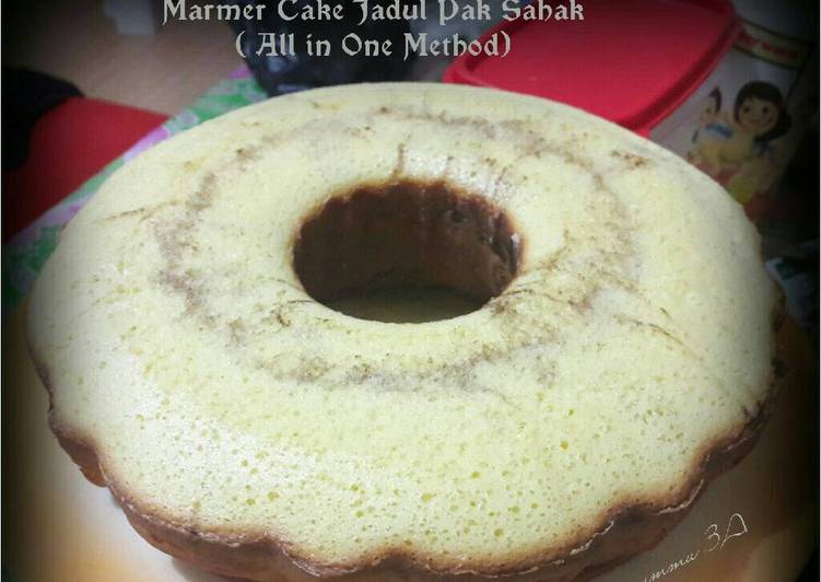 resep lengkap untuk Marmer cake jadul pak sahak (All in One Method)