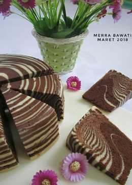 Zebra Cake Putih Telur (Kukus)