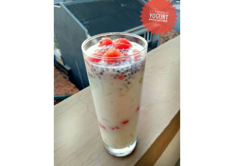 cara membuat Es campur yogurt