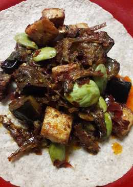 Sambalado Teri Tahu Terong Pete with Low Carb Tortilla Wrap