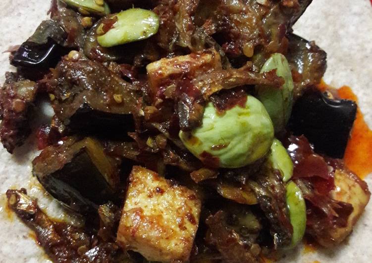 Resep Sambalado Teri Tahu Terong Pete with Low Carb Tortilla Wrap