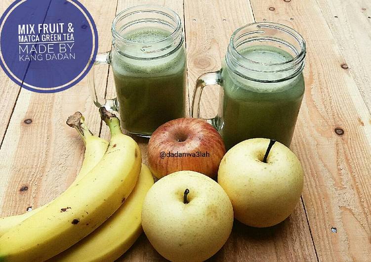 bahan dan cara membuat Mix Fruit & Matcha Green Tea (#pr_jus /pr_smoothies)