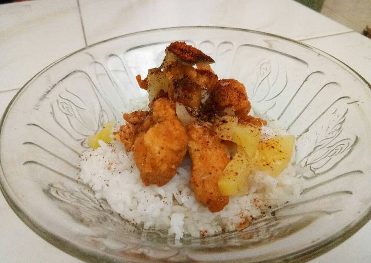 cara membuat Hot and spicy chicken with lime, honey and pineapple sauce