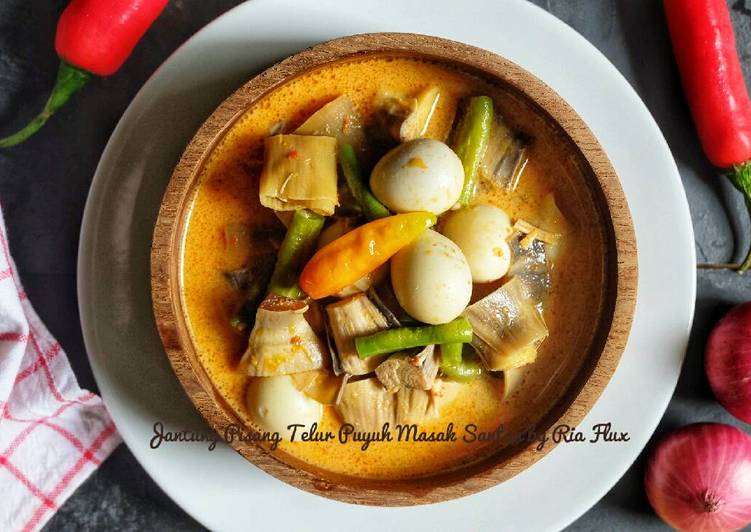 gambar untuk cara membuat Jantung Pisang Telur Puyuh Masak Santan