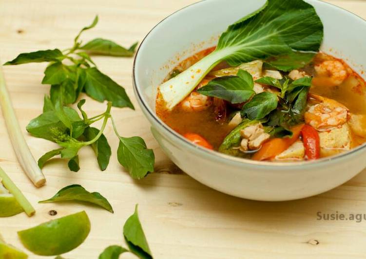 gambar untuk cara membuat Sup tomyum pedas