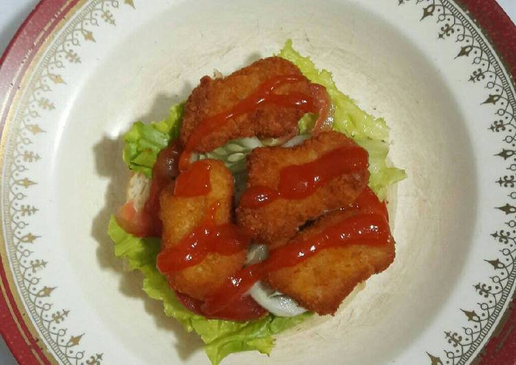 Resep Chicken nuggets sandwich (anak kost) Kiriman dari seika????