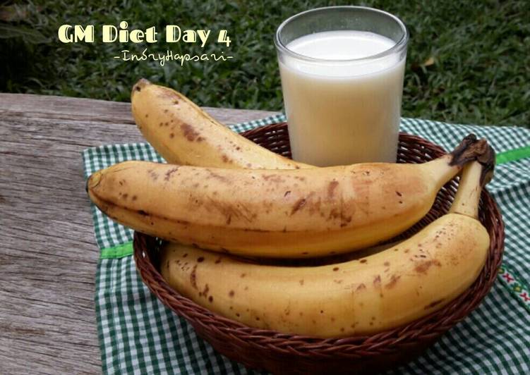 bahan dan cara membuat Menu Diet GM hari ke 4, susu+pisang