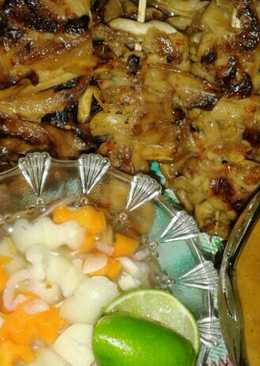 Sate jamur tiram bumbu kacang