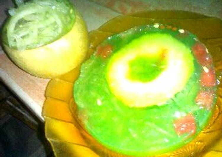 Resep Agar agar serabut melon isi senpi (semangka pisang)