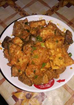 Botok tempe ati ayam (kering)