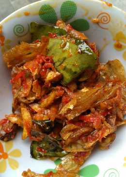 Balado jengkol ikan asin tawar