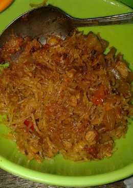 Bihun kentang orak arik tempe goreng pedas