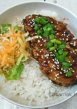 Chicken Teriyaki Rice Bowl with Simple Sesame Salad