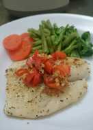 Pan seared dori with vegetables 