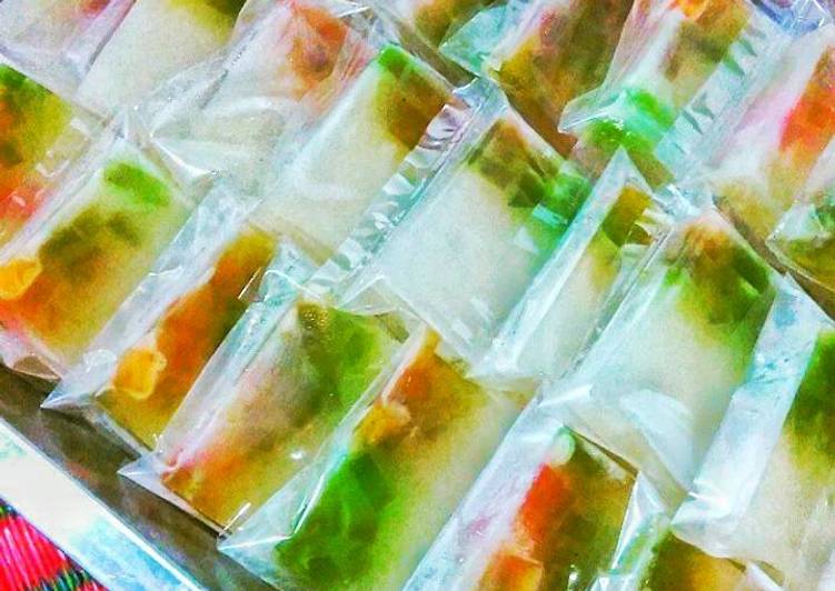 resep lengkap untuk Agar agar pelangi