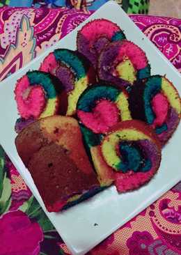 Bolu gulung rainbow keju