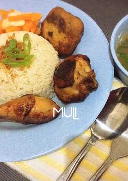 Nasi ayam / nasi hainam / chicken rice dengan ayam madu