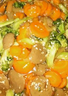 Tumis Wortel Brokoli Bakso Saus Tiram Wijen